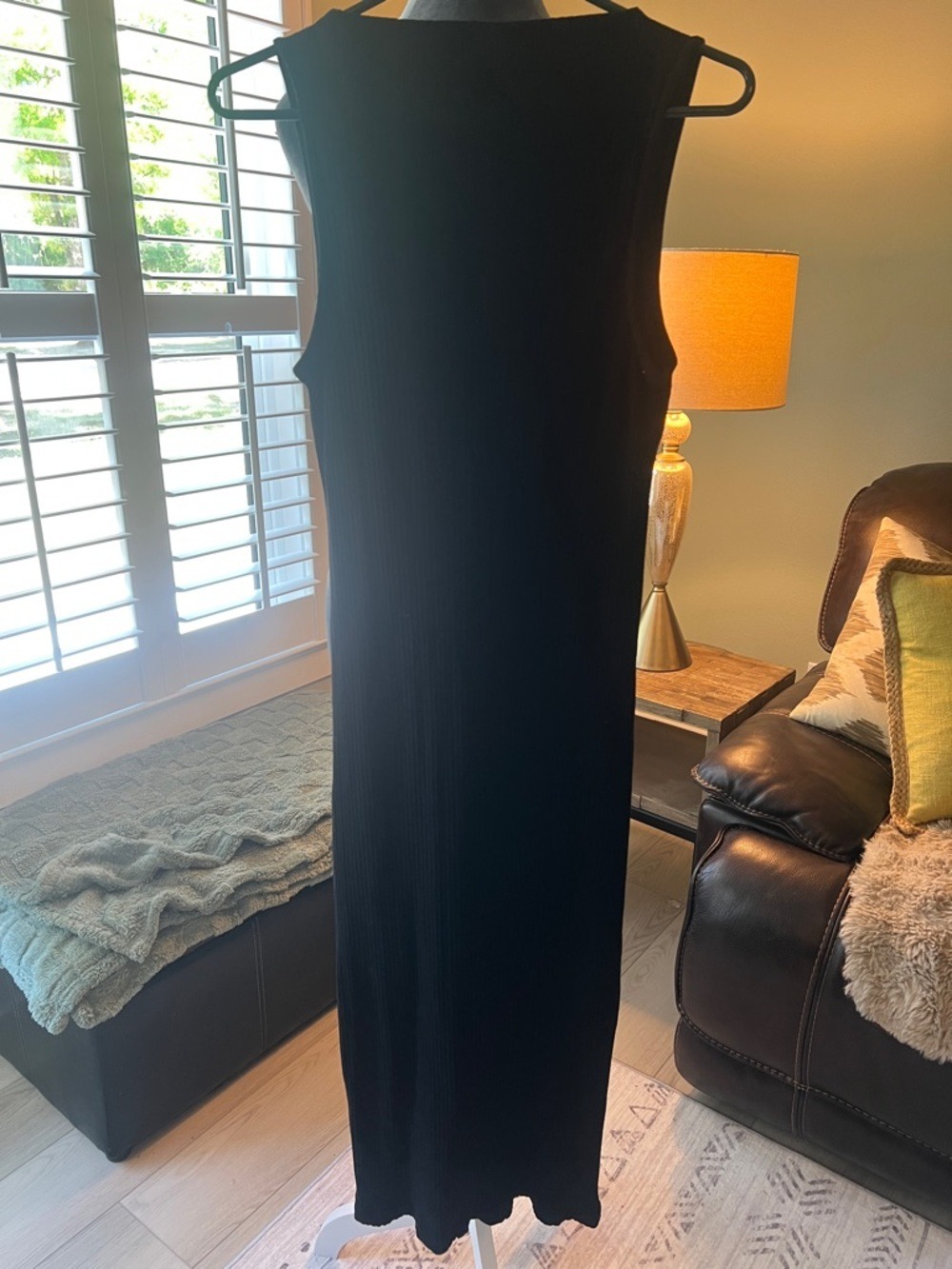 Zara Black Ribbed Sleeveless Maxi Dress